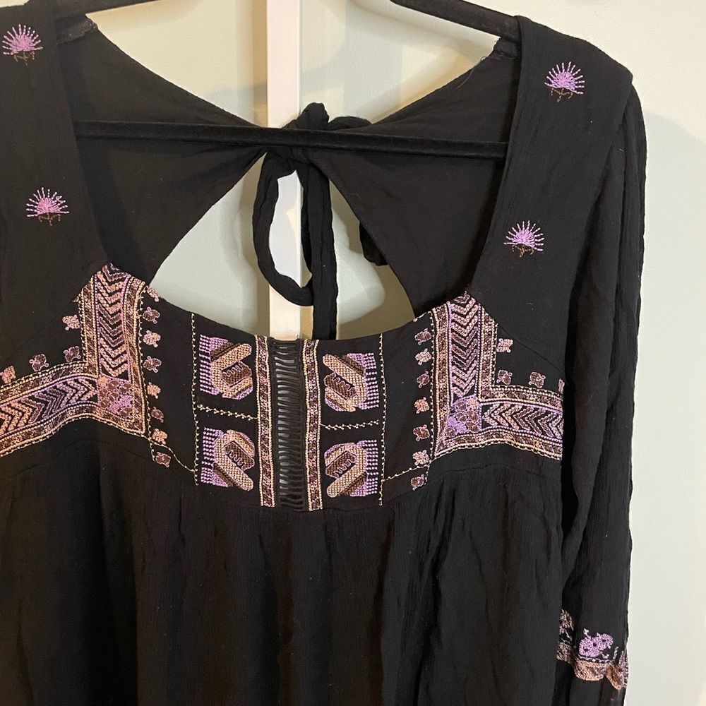 Free People Rhiannon Black Embroidered Mini Dress - Picture 7 of 9